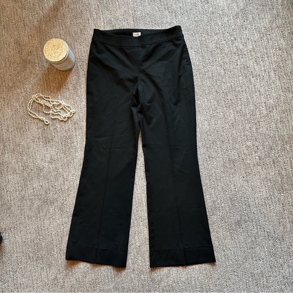 Cache Black Bootcut Dress Pants Side Zip Stretch Size 2 #118